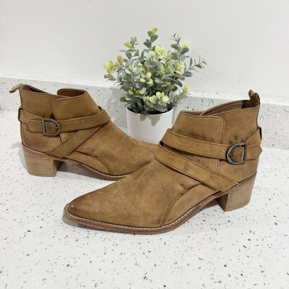 Free People Women's Back Loop Ankle Buckle Booties Size 10 CP